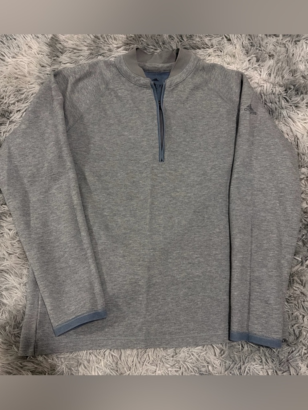 Adidas Mens Quarter Zip Sweater Grey Large Mens Pullover